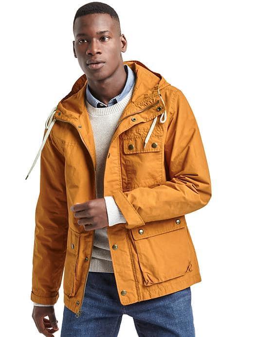 Gap Men Water Resistant Hooded Parka - Golden Oak