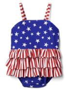 Gap Print Ruffle Swim One Piece - Stars & Stripes