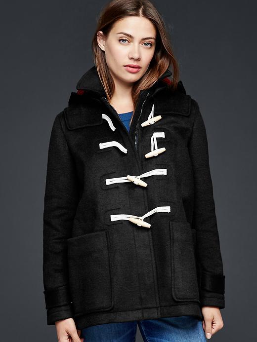 Gap Women Contrast Wool Toggle Coat - True Black