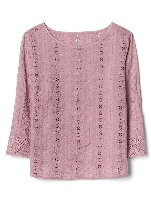 Gap Women Eyelet Boatneck Top - Princess Pink