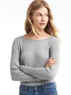 Gap Women Soft Textured Long Sleeve Tee - Heather Grey