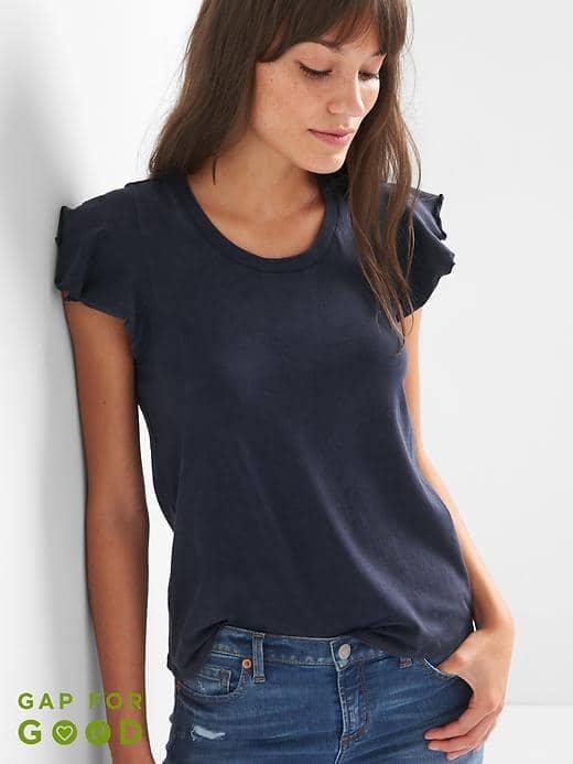 Gap Women Flutter Sleeve Vintage Tee - True Indigo