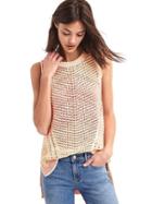 Gap Women Crochet Step Hem Tank - Pink Marled