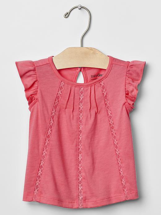 Gap Lace Trim Flutter Top - Fresh Coral