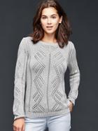 Gap Pointelle Pullover Sweater - Heather Grey