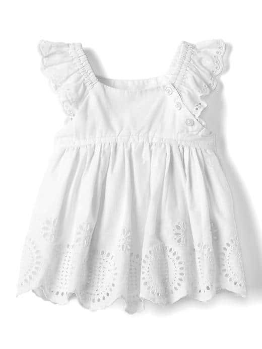 Gap Women Eyelet Flutter Top - Optic White