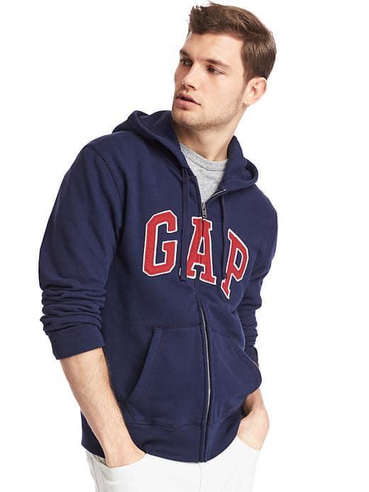 Gap Men French Terry Logo Zip Hoodie - Tapestry Navy