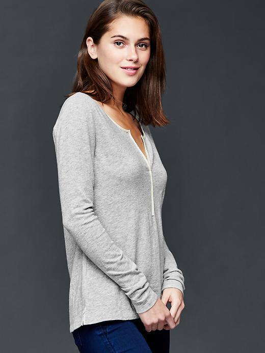 Gap Women Heather Split Neck Tee - Heather Grey
