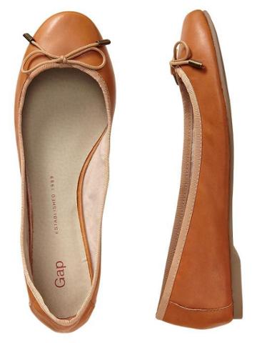 Gap Leather Ballet Flats - Cognac