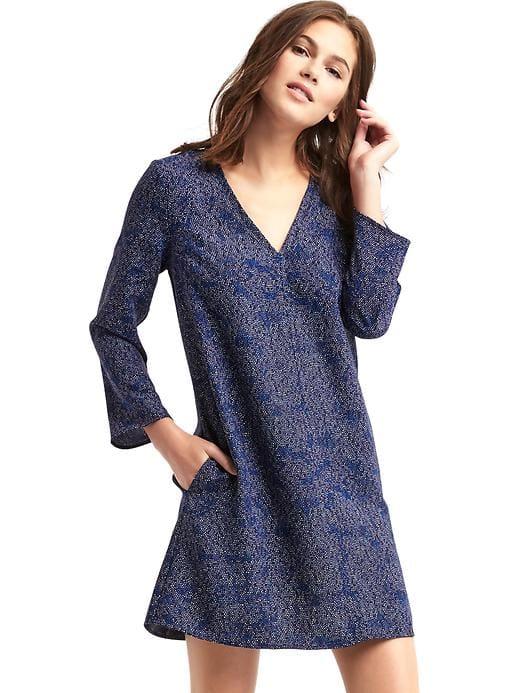 Gap Women Print Swing Dress - Blue Print