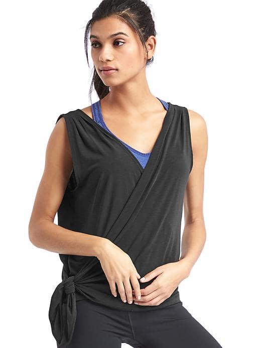 Gap Women Gapfit Breathe Wrap Tank - True Black