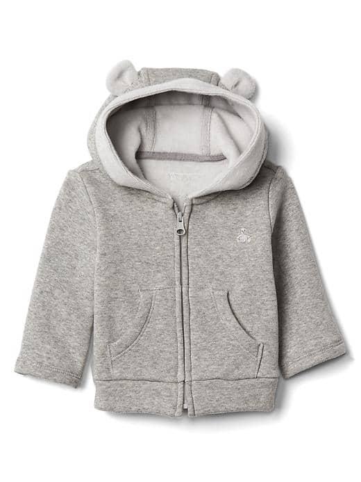Gap Cozy Bear Zip Hoodie - Heather Gray