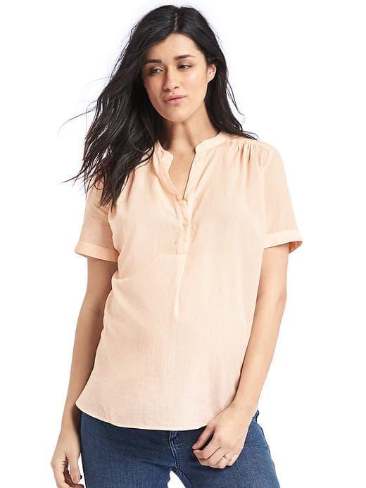 Gap Women Shirred Short Sleeve Popover - Silk Powder