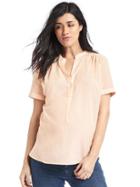 Gap Women Shirred Short Sleeve Popover - Silk Powder