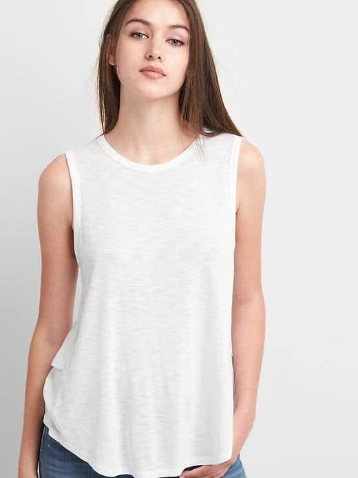 Gap Women Sleeveless Ruffle Back Tank - White
