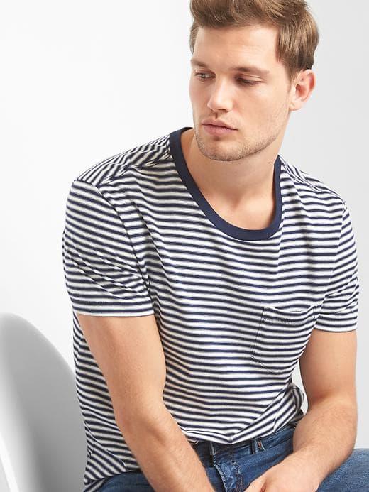 Gap Essential Stripe Pocket Tee - Dark Night