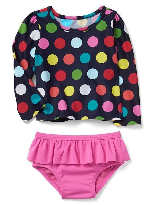 Gap Bright Dots Rashguard Swim Two Piece - Dark Night