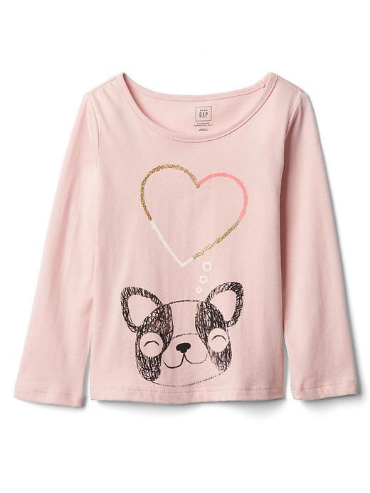 Gap Embellished Graphic Long Sleeve Tee - Puppy Love