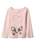 Gap Embellished Graphic Long Sleeve Tee - Puppy Love