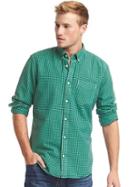Gap Men Oxford Micro Gingham Standard Fit Shirt - Green Plaid