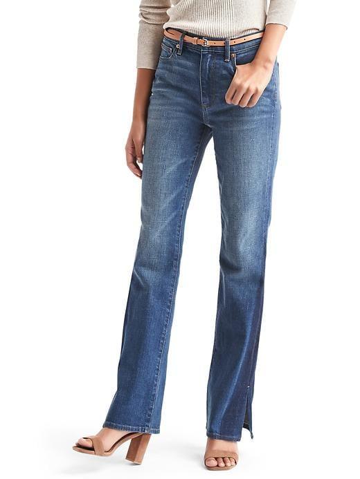Gap Women Authentic 1969 Two Tone Perfect Boot High Rise Jeans - Dark Indigo