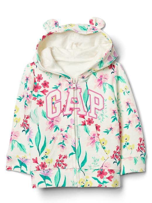 Gap Logo Floral Bear Zip Hoodie - Multi Floral