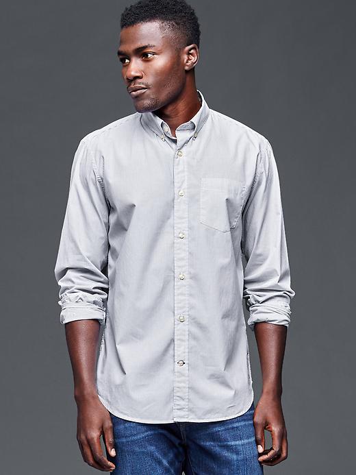 Gap Men Thin Stripe Poplin Shirt - Pilot Grey