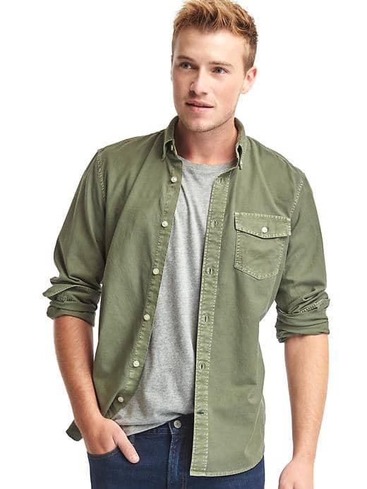 Gap Men Oxford Standard Fit Shirt - Desert Cactus