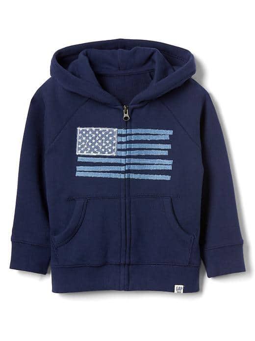 Gap Americana Raglan Zip Hoodie - Elysian Blue