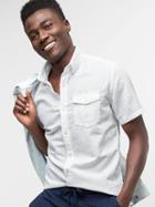Gap Men Linen Cotton Short Sleeve Standard Fit Shirt - Optic White