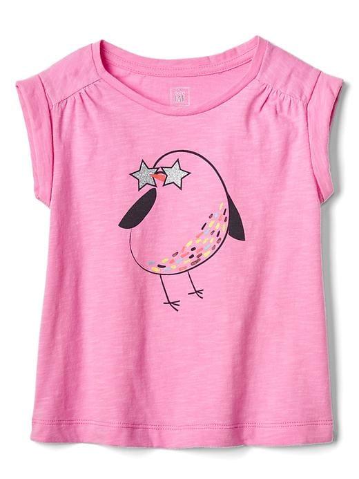 Gap Shirred Graphic Tee - Sugar Plum Neon 162125