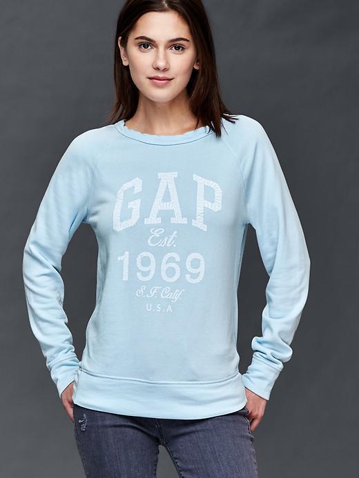 Gap Crackle Logo Crew Pullover - Daybreak Blue