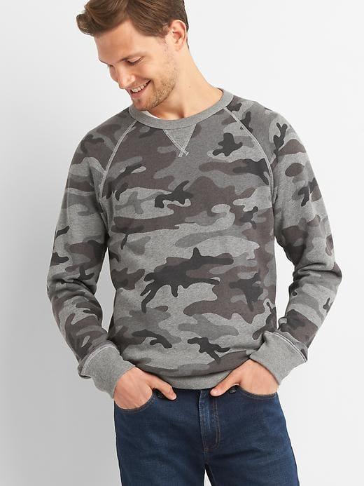 Gap Men Camo Raglan Sweatshirt - Camouflage