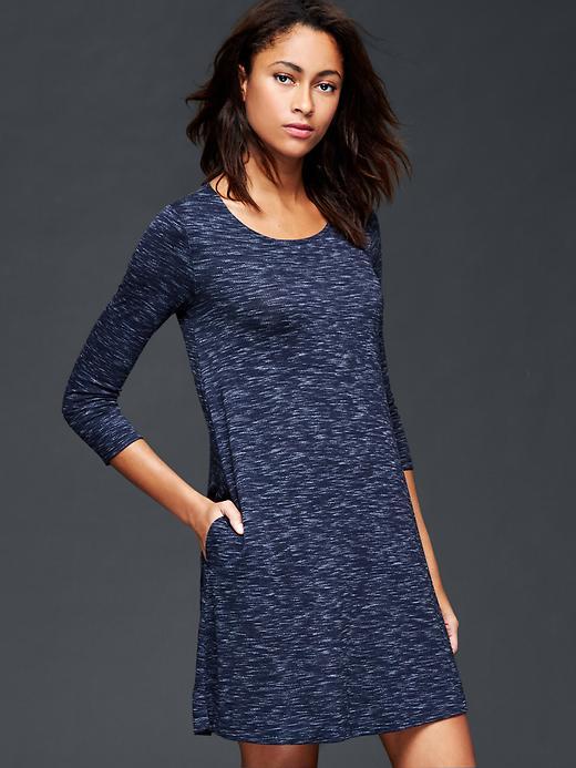 Gap Women Three Quarter Sleeve Dress - True Indigo
