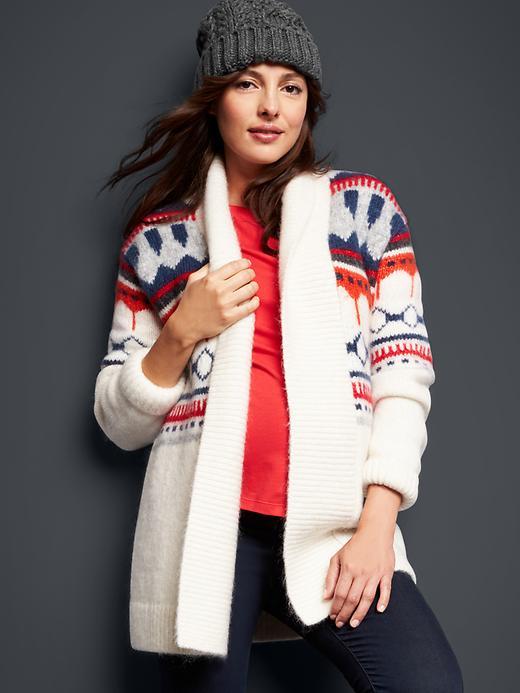 Gap Fair Isle Open Cardigan - Snow Cap