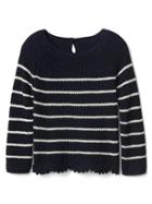 Gap Stripe Lace Trim Keyhole Sweater - Blue Galaxy