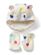 Gap Pro Fleece Heart Hat & Mitten Set - Ivory Frost