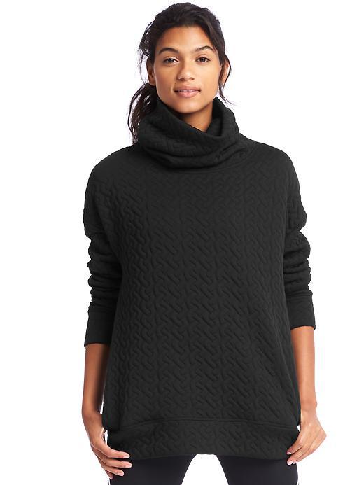 Gap Women Jacquard Funnel Neck Pullover - True Black