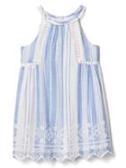 Gap Pom Pom Eyelet Dress - Blue Space Dye