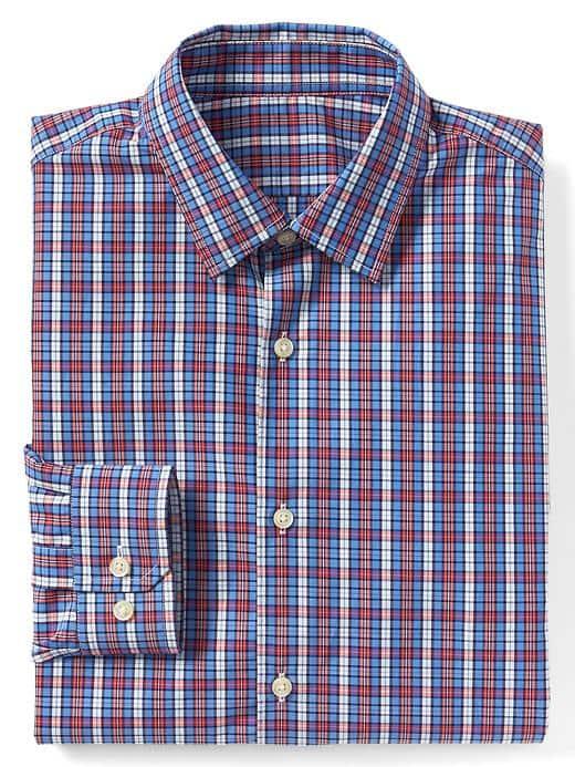 Gap Men Supima Cotton Plaid Standard Fit Shirt - Tile Blue