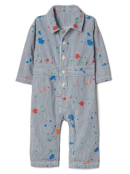 Gap Little Artist Denim One Piece - Blue Railroad Stripe