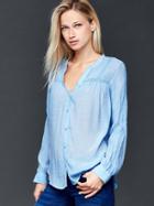 Gap Women Crochet Blouse - Cerulean Blue