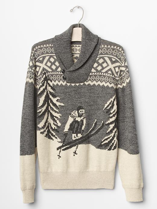Gap Ski Shawlneck Sweater - Charcoal Heather