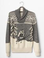 Gap Ski Shawlneck Sweater - Charcoal Heather