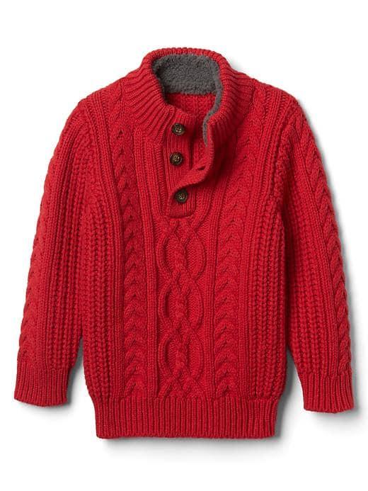 Gap Cozy Cable Mockneck Sweater - Modern Red