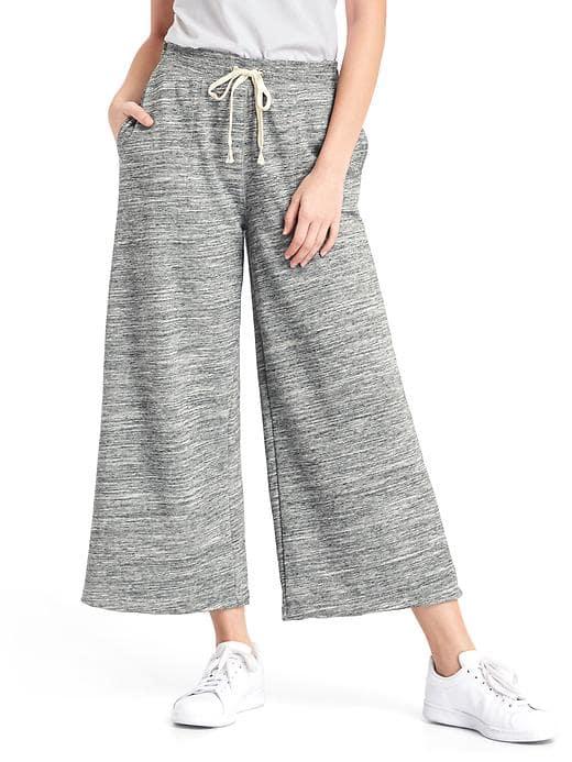 Gap Women French Terry Wide Leg Crop Joggers - Space Dye Grey Marl