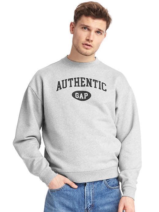 Gap Men The Archive Re Issue Logo Crewneck - Grey Heather