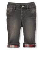 Gap 1969 My First Plaid Lined Straight Jeans - Blue Gray Indigo
