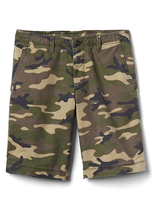 Gap Men Camo Ripstop Shorts 10 - Green Camouflage