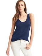 Gap Women Linen Scoop Tank - True Indigo